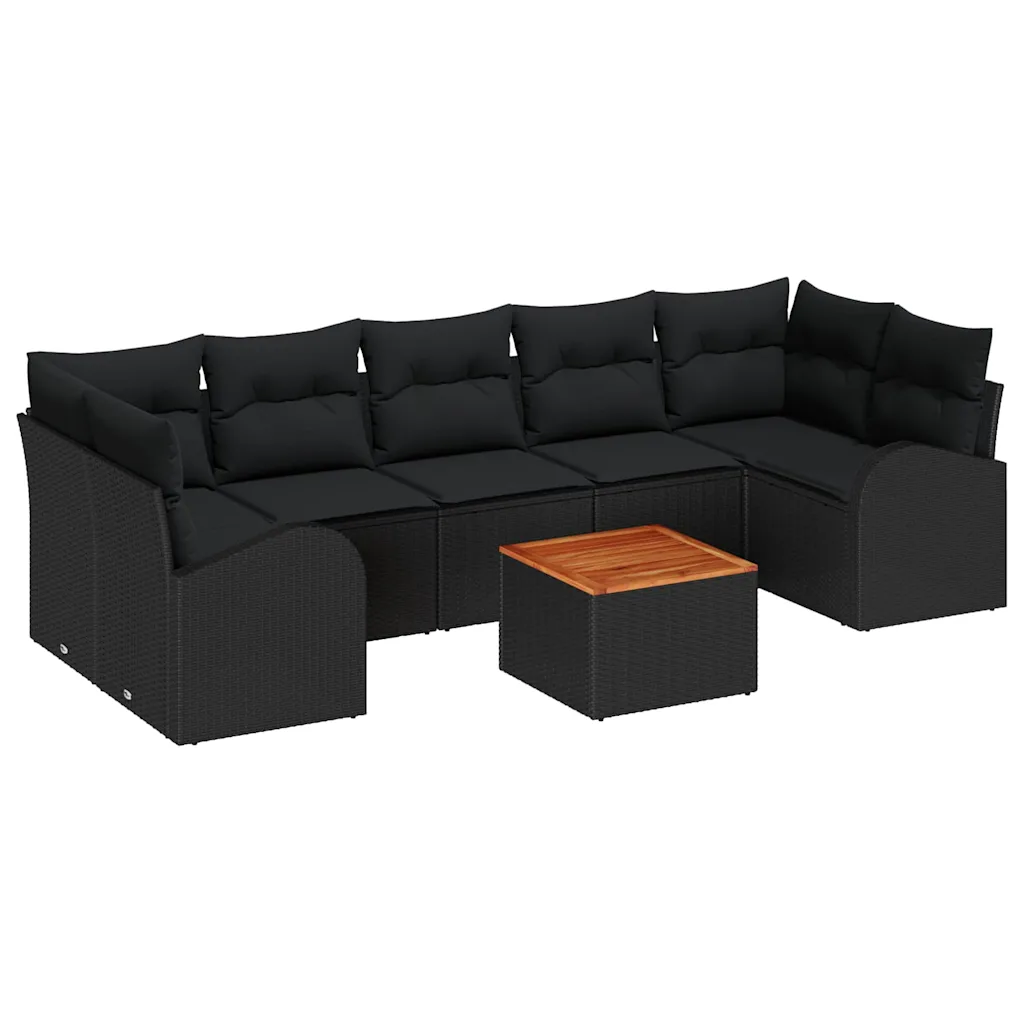 Modulaarne aiadiivanikomplekt padjaga, 8-osaline, must polürotang