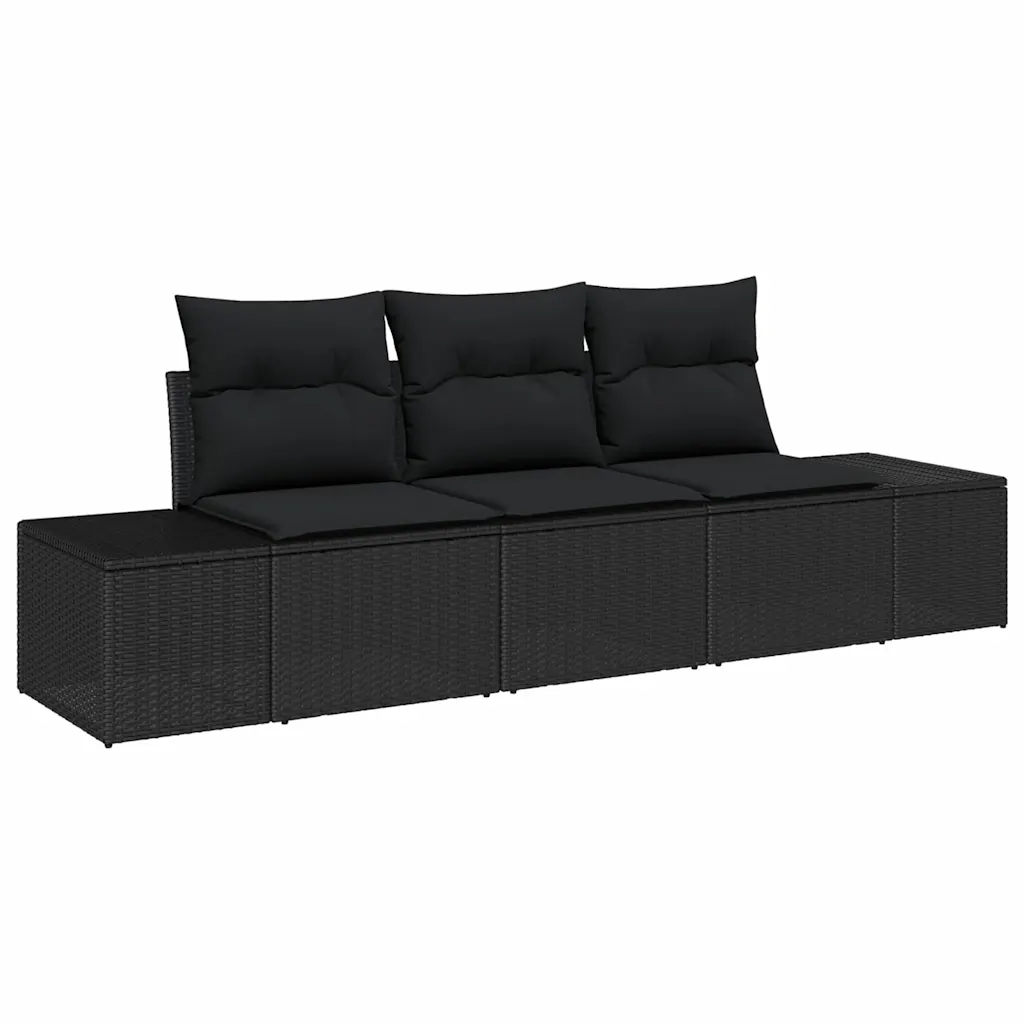 Aiamööbli diivanikomplekt patjadega, 3-kohaline, must polürotang, 239 x 62 x 85 cm