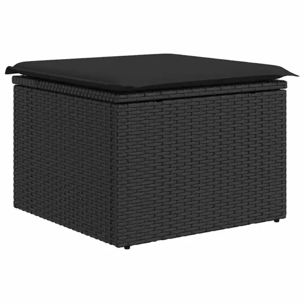 7-osaline modulaarne aiamööbli diivanikomplekt patjadega, must polürotang, 6-kohaline, 287 x 122 x 85 cm - 7