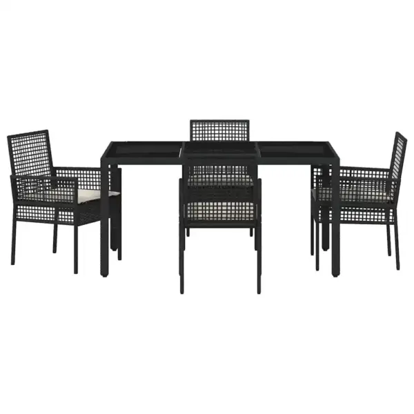 5-osaline mustast polürotangist aiamööbli komplekt, laud 90 x 90 cm, 4 tooli - 7