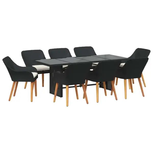9-osaline mustast polürotangist aiamööbli komplekt patjadega, laud 190 x 80 cm - 2