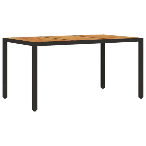5-osaline mustast polürotangist aiamööbli komplekt akaatsiapuidust lauaplaadiga, laud 90 x 90 cm - 5