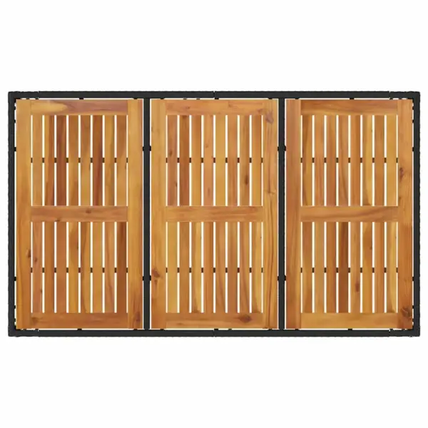 5-osaline mustast polürotangist aiamööbli komplekt akaatsiapuidust lauaplaadiga, laud 90 x 90 cm - 8