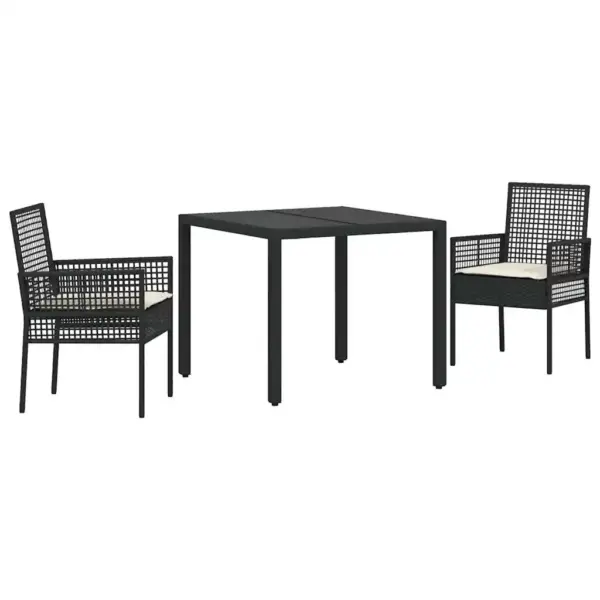 5-osaline aiamööbli komplekt laud ja 4 tooli, must polürotang, laud 90 x 90 x 75 cm - 2