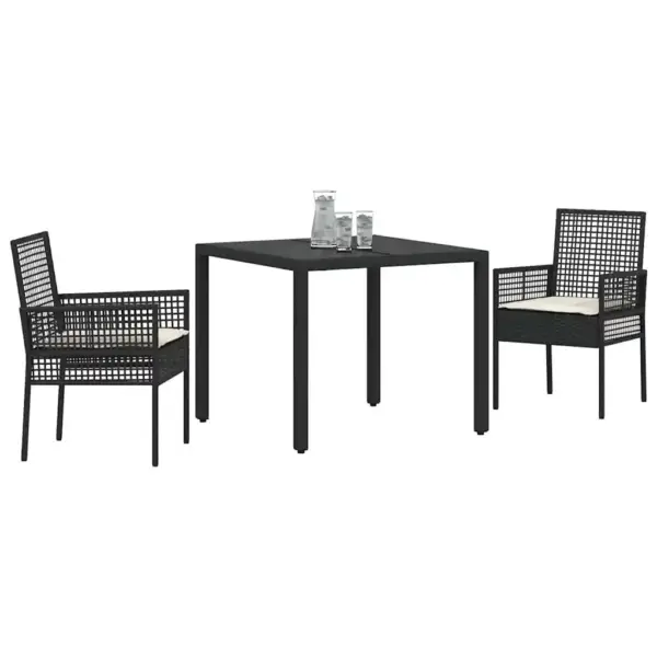 5-osaline aiamööbli komplekt laud ja 4 tooli, must polürotang, laud 90 x 90 x 75 cm - 3