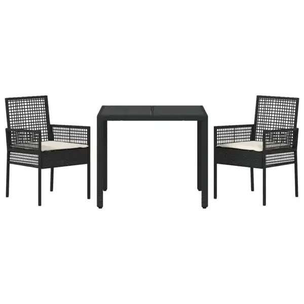 5-osaline aiamööbli komplekt laud ja 4 tooli, must polürotang, laud 90 x 90 x 75 cm - 7