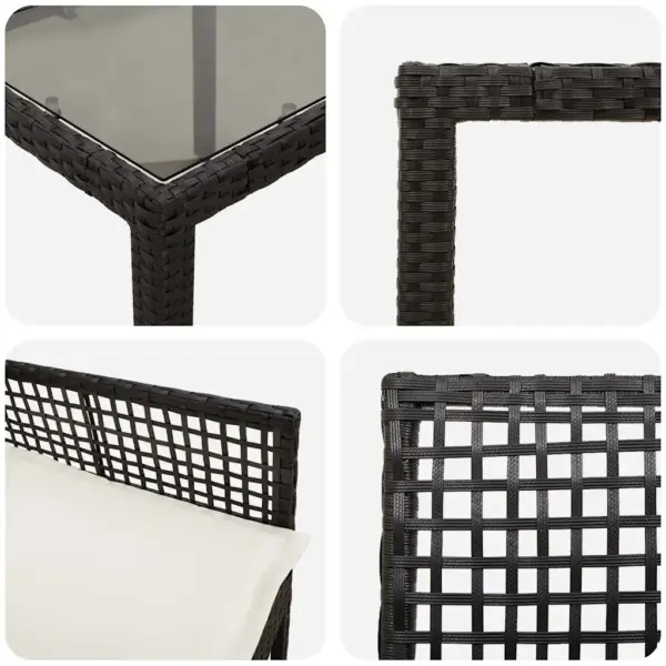 5-osaline aiamööbli komplekt laud ja 4 tooli, must polürotang, laud 90 x 90 x 75 cm - 9