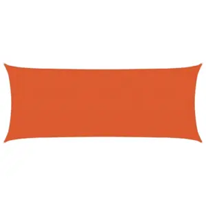 Ristkülikukujuline päikesepuri oranžist HDPE-st, 2 x 5 m, ligikaudu 90% UV-kaitsega