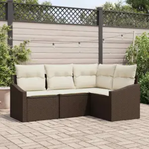 4-osaline modulaarne aiadiivanikomplekt patjadega, pruun polürotang, 5 istekohta, 178,5 x 123,5 x 85 cm
