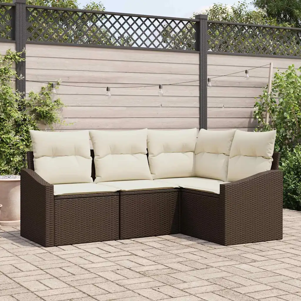4-osaline modulaarne aiadiivanikomplekt patjadega, pruun polürotang, 5 istekohta, 178,5 x 123,5 x 85 cm