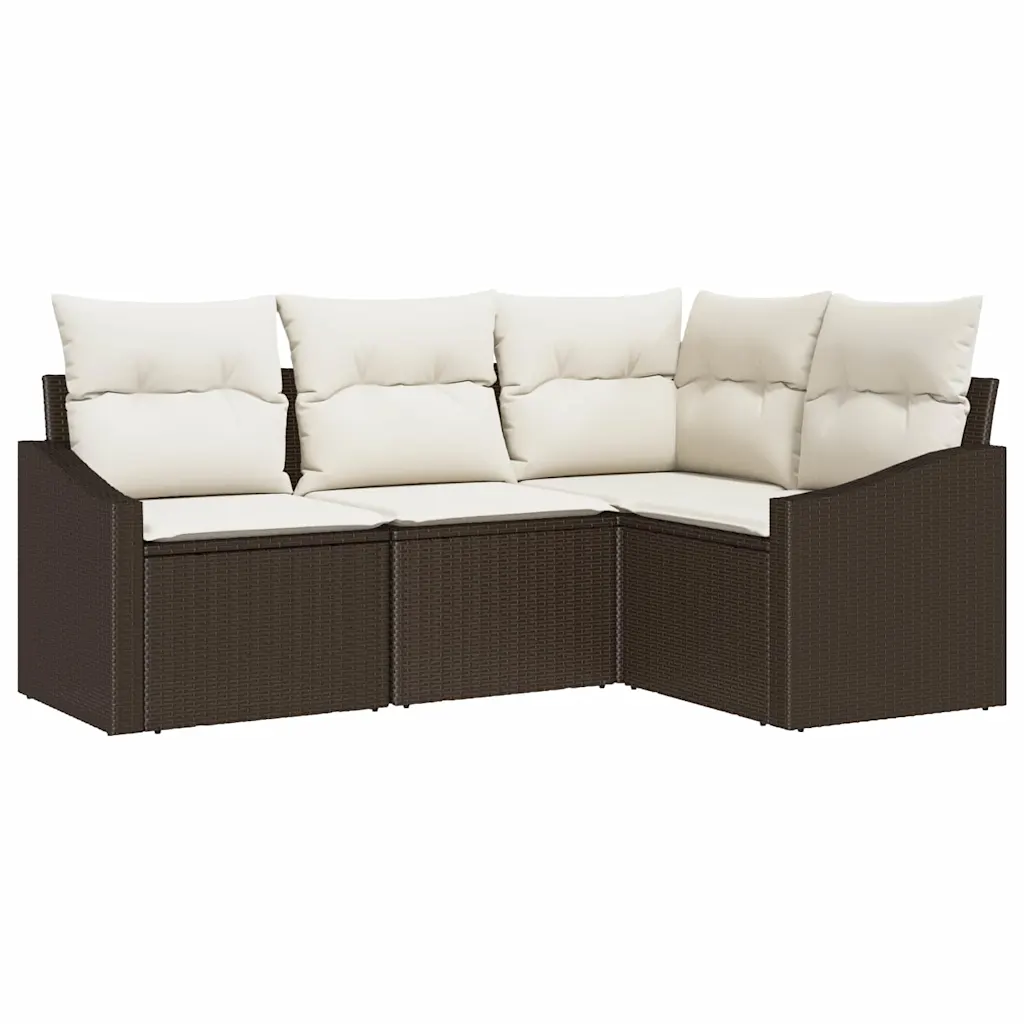 4-osaline modulaarne aiadiivanikomplekt patjadega, pruun polürotang, 5 istekohta, 178,5 x 123,5 x 85 cm