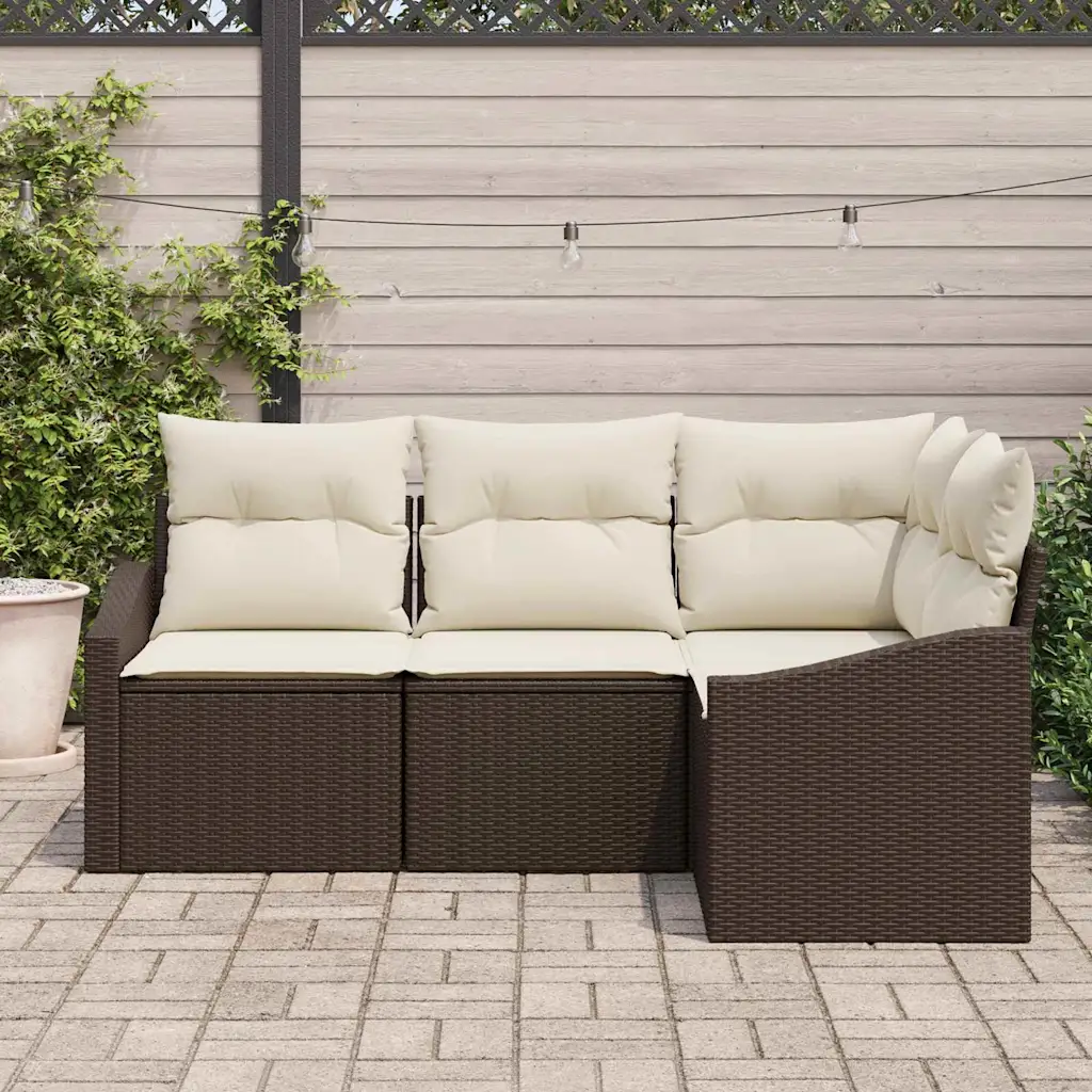 4-osaline modulaarne aiadiivanikomplekt patjadega, pruun polürotang, 5 istekohta, 178,5 x 123,5 x 85 cm